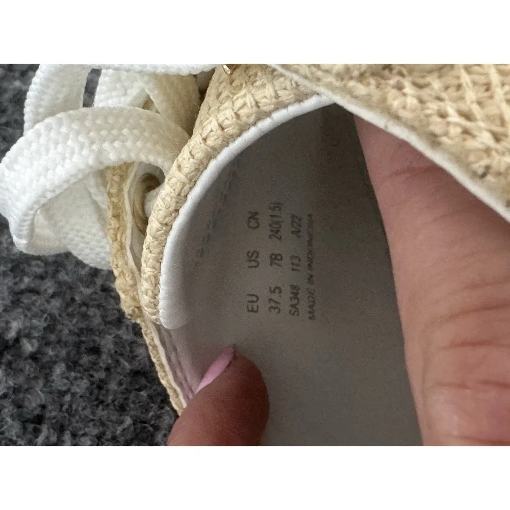 STUART WEITZMAN NATURAL/TAN VERSATILE EMBELLISHED PLATFORM SNEAKERS/MULES SZ‎ 7